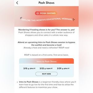 Posh Show Info Sessions